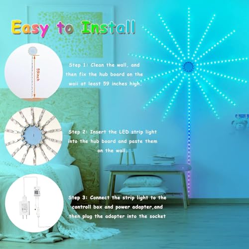 Image of XERGY Led Firework Lights, Smart Indoor Led Strip Lights Dimmable with Flow RGB Color,Firework Dynamic Scenes and App Music Sync,DIY Led Lights for Room Party Christmas Lights,(5V, USB Powered)
