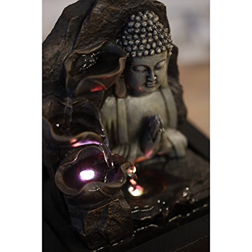 Zen'Light Boeddha Fontein, Polyresin, Donkerbruin, 21 x 21 x 26 cm - Afbeelding 3