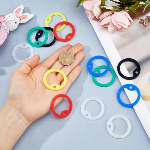 SUPERFINDINGS 14 Stk 7 Farben Kreisförmiger Hundemarken Schalldämpfer Mit Nachleuchten Schützt Tieranhänger Und Gravur Namensschild Hülle Für Halsband Reduziert Lärm Bedeckt ID Beschützer Aus Silikon
