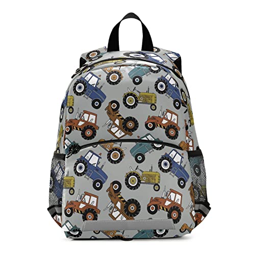 Tractors Car Kids Backpack for Boys Girls, Children Bag Preschool Bookbag with Chest Strap for Daycare Kindergarten Travel - Main Image