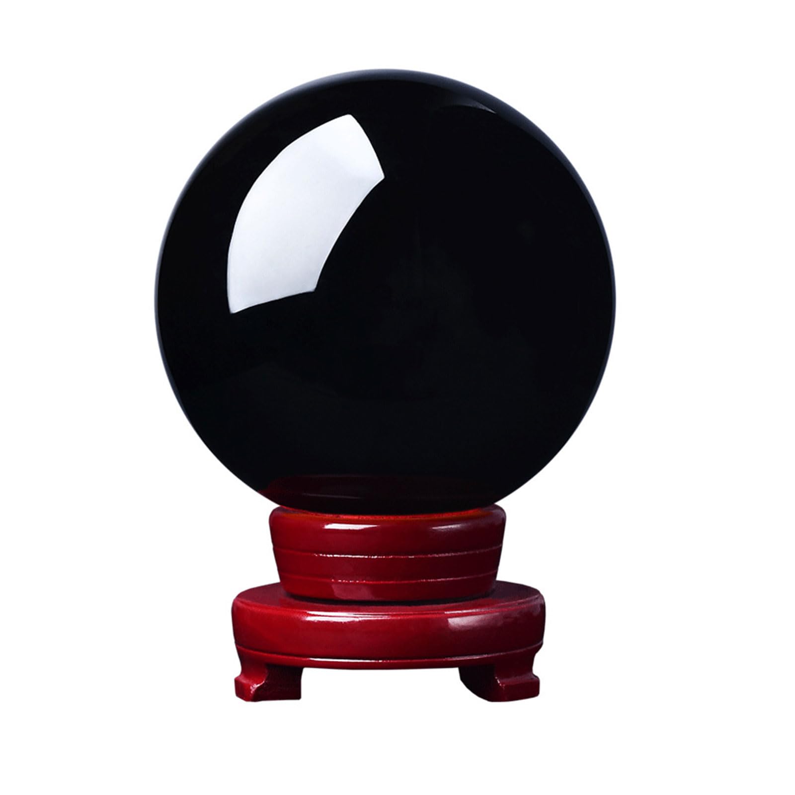 DSZUJTYROP Obsidian Crystal Ball Decorative, with Wooden Stand for Gazing Divination or Feng Shui, and Fortune Telling,20cm