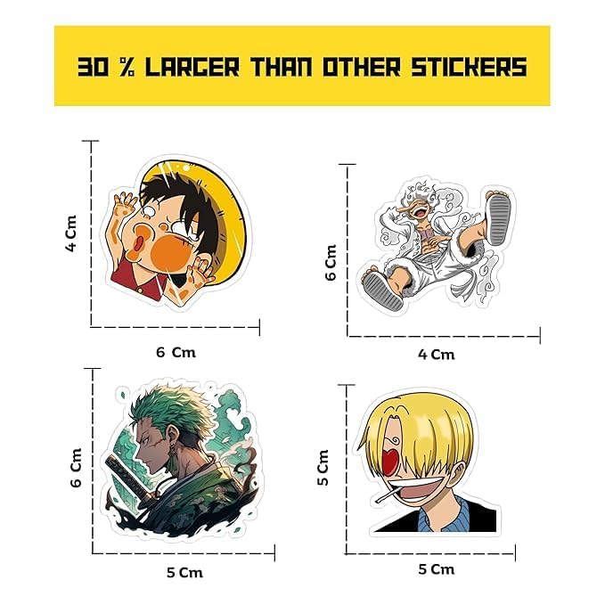 Image of One Piece Anime Pack of 25 Stickers Perfect for Laptops /Mobile /Guitar etc. (One Piece)