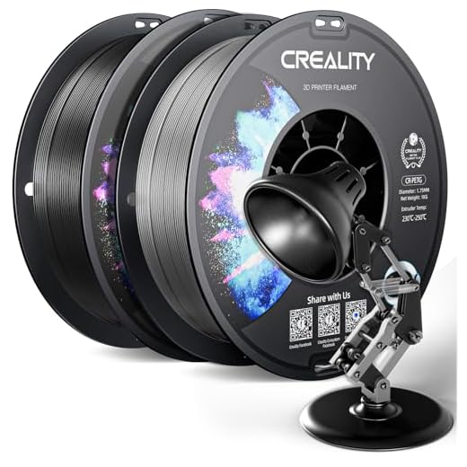 Official Creality PETG 3D Printer Filament 1.75mm 2KG (4.4lbs), High Precision, Strong Toughness, Odorless, Better Flow, Moistureproof 3D Printing CR PETG Filament, Black+Grey