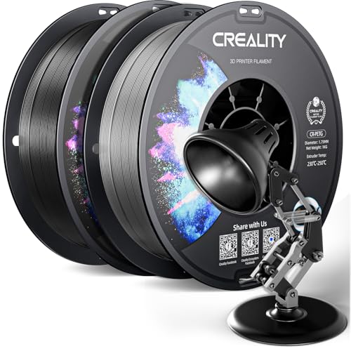 Image of Official Creality PETG 3D Printer Filament 1.75mm 2KG (4.4lbs), High Precision, Strong Toughness, Odorless, Better Flow, Moistureproof 3D Printing CR PETG Filament, Black+Grey
