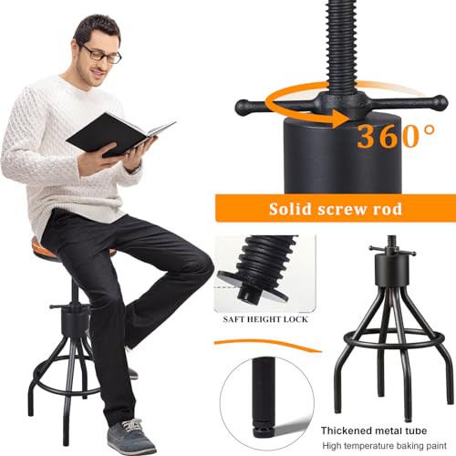 LOKKHAN-Set-of-2-Industrial-Bar-Stool-Height-Adjustable-Swivel-Wood-and-Metal-Bar-StoolFarmhouse-StoolExtra-Tall-Pub-Height23-29 LOKKHAN Set of 2 Industrial Bar Stool Height Adjustable Swivel Wood and Metal Bar StoolFarmhouse StoolExtra Tall Pub Height23 29