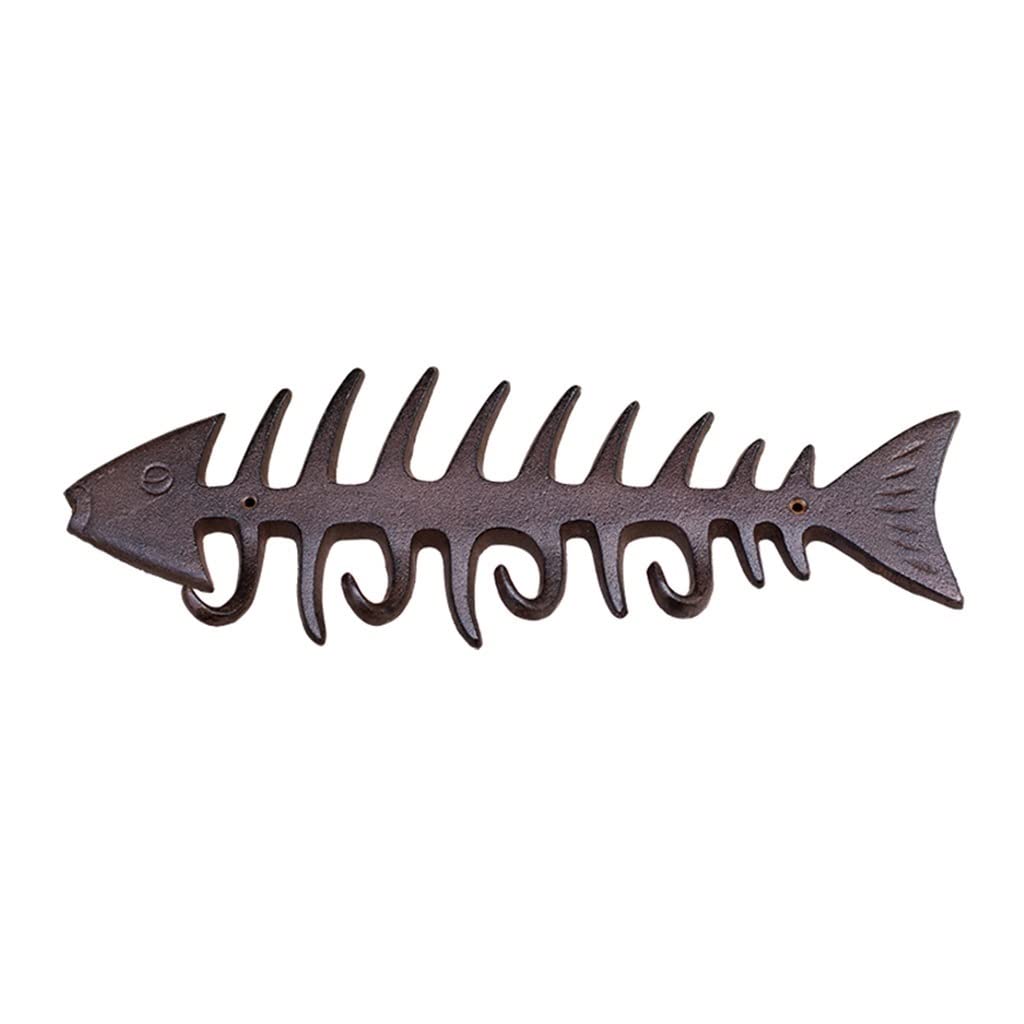 Amazon｜挂钩 鋳鉄魚の骨の形のフック壁のフック庭の中庭屋外の装飾