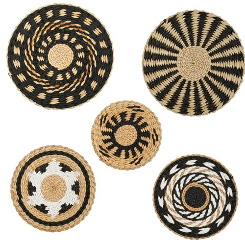 LYIYEYAN 5Pcs Boho Wall Basket Decor, Hanging Woven Wall Basket
