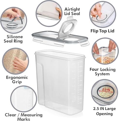 Image of Shazo 2 Pack (6.3L / 213OZ) EXTRA Large Airtight Food Storage Cereal Containers for Bulk Food Storage BPA-Free Plastic Container, Pantry Organization and Canister for Rice, Pasta, Sugar & Flour