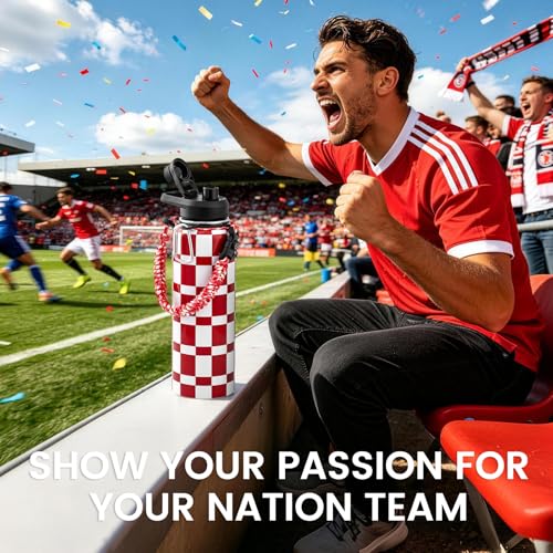 Image of RAYMYLO 2026 Soccer Biggest Event Edition Insulated Water Bottle 40 oz, Nation Flag Design, Best Souvenir & Gift for World Soccer Lover, Vacuum Stainless Steel (Cold for 36Hrs), Leak Proof & Non-BPA