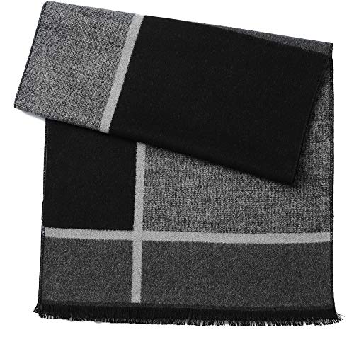 Ep Mode Men's Winter Scarf, Cashmere Feel, Super Soft & Warm (Plaid Grey) #TOP4
