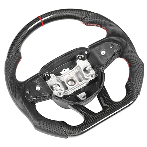 Dry Carbon Fiber Steering Wheel, Dry Carbon Fiber Steering Wheel Perforated Leather Replacement for HELLCAT 2015 2022