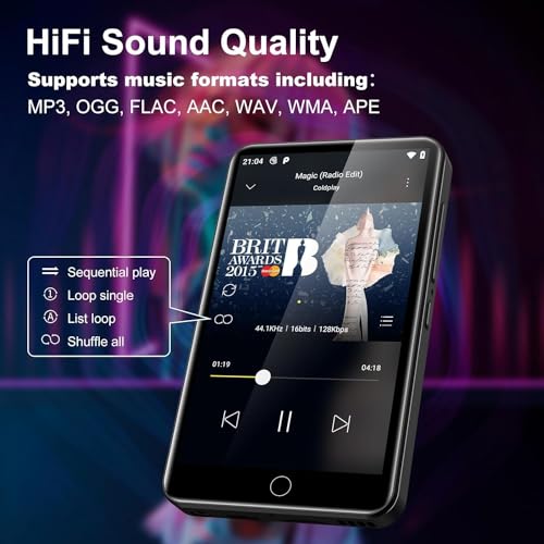 Image of MP3 Player with Bluetooth and WiFi, ZAQE 80GB Storage & Android OS, 4 inch Touch Screen, FM Radio, Kids MP3 & MP4 Player with Spotify Google Play Store, Portable Media Player