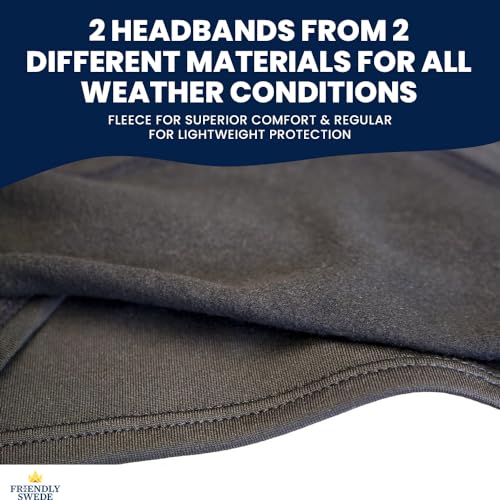 Image of The Friendly Swede Running Headband Ear Warmer - 2-Pack, Sports Headband for Outdoors, Running, Cycling, Hiking - Ideal as Liner Under Helmets