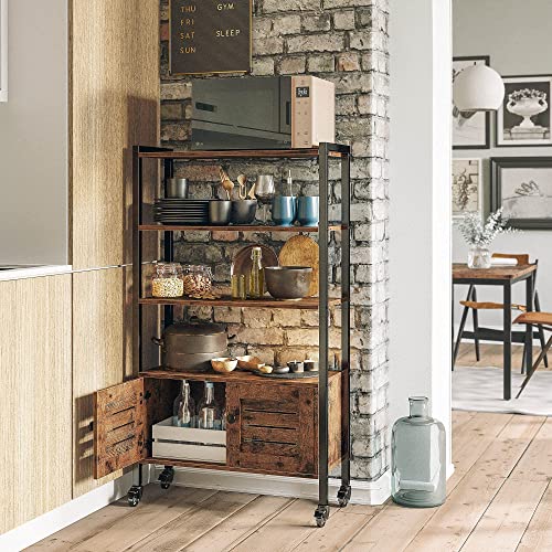 Ironck Industrial Bookshelf And Bookcase With 2 Louvered Doors And 3 Shelves, Standing Storage Cabinet For Living Room, Home Office, Bedroom, Washroom, Vintage Brown #TOP3