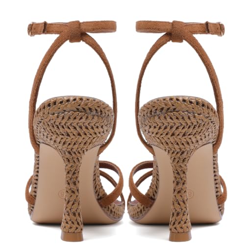 Image of Mostrin Strappy Heels for Women Ankle Strap Heels Women's Heeled Sandals for Party Prom Wedding