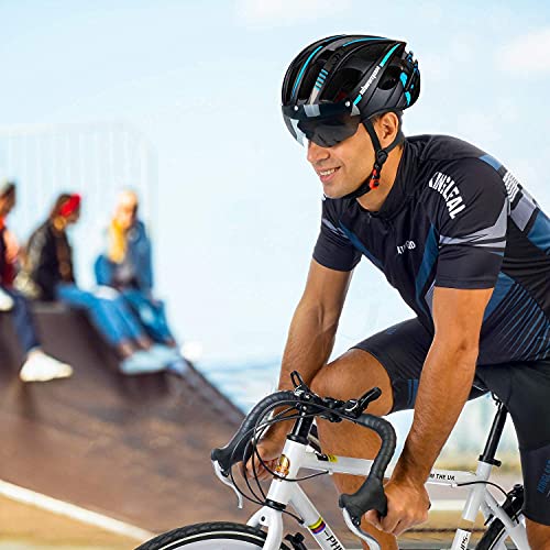 Shinmax Casque Vélo Homme Femme Casque Vélo avec Lumière USB Autocollant Lumineux Casque Velo Adulte avec Magnétiques Visière Casque VTT Certifié CE, Casque vélo Route Cyclisme Ville 57-62CM(RC-049) - Image 6