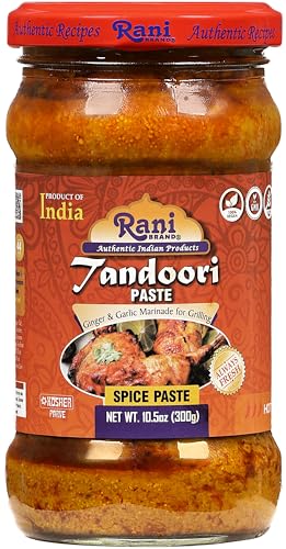 Rani Tandoori Paste (No Colors) 10.5oz (300g) Glass Jar ~ For Tandoori Chicken, Chicken Tikka, Paneer Tikka | All Natural | NON-GMO | Kosher | Vegan | Gluten Free | Indian Origin, Cooking Spice Paste