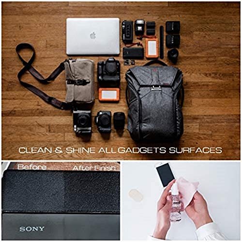 Image of AUGEN by VisionsIndia Premium Spectacles, Sunglasses, Laptop, PC, Camera Lens Cleaning Gel Spray Kit with Premium Microfiber Cloth (Green Apple, 100ml)