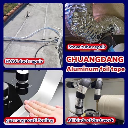 Image of Aluminum Foil Tape,6-Pack,2'' x 75 Feet,Silver Metal HVAC Tape,High Temperature Dryer Vent Insulation Tape for Ductwork,Air Ducts,Metal Repair,Heat Resistant