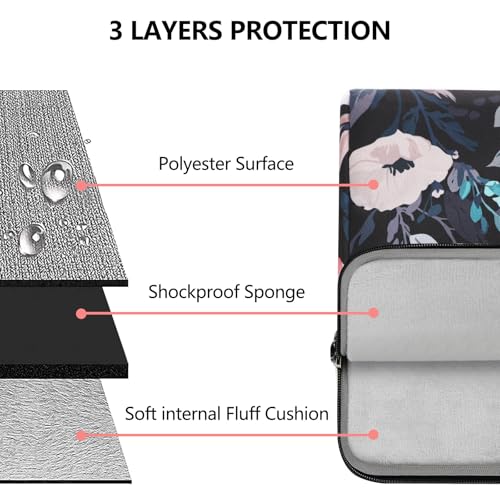 MOSISO Laptop Bag for Women, 15 inch Computer Bag Compatible with MacBook Pro 16 inch, HP, Dell, Lenovo, Asus, Notebook, 15.6 inch Laptop Messenger Shoulder Briefcase with Strap, Floral Illustration3