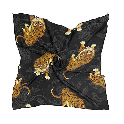 ALAZA Women's Graphic Print Premium Silk, Tiger Silk Scarf Square, 24X24 Inches