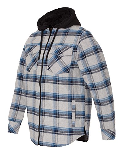 Burnside Men's 8620 Plaid Quilted Lined Flannel Full-Zip Hooded Jacket2