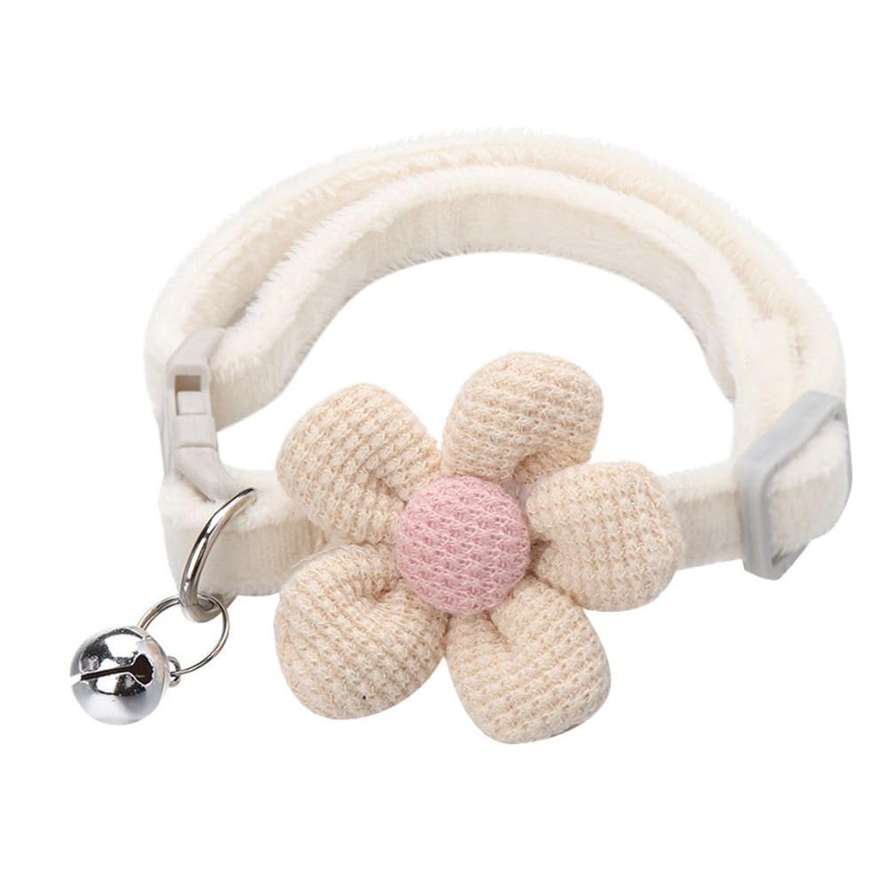3 Pack Super Soft Natural Cotton Rope Collars for Cats with Sensitive Skin, Lightweight Kitten Collars with Quick Snap and Detachable Bow, (Apricot, Light Blue, Light Pink)
