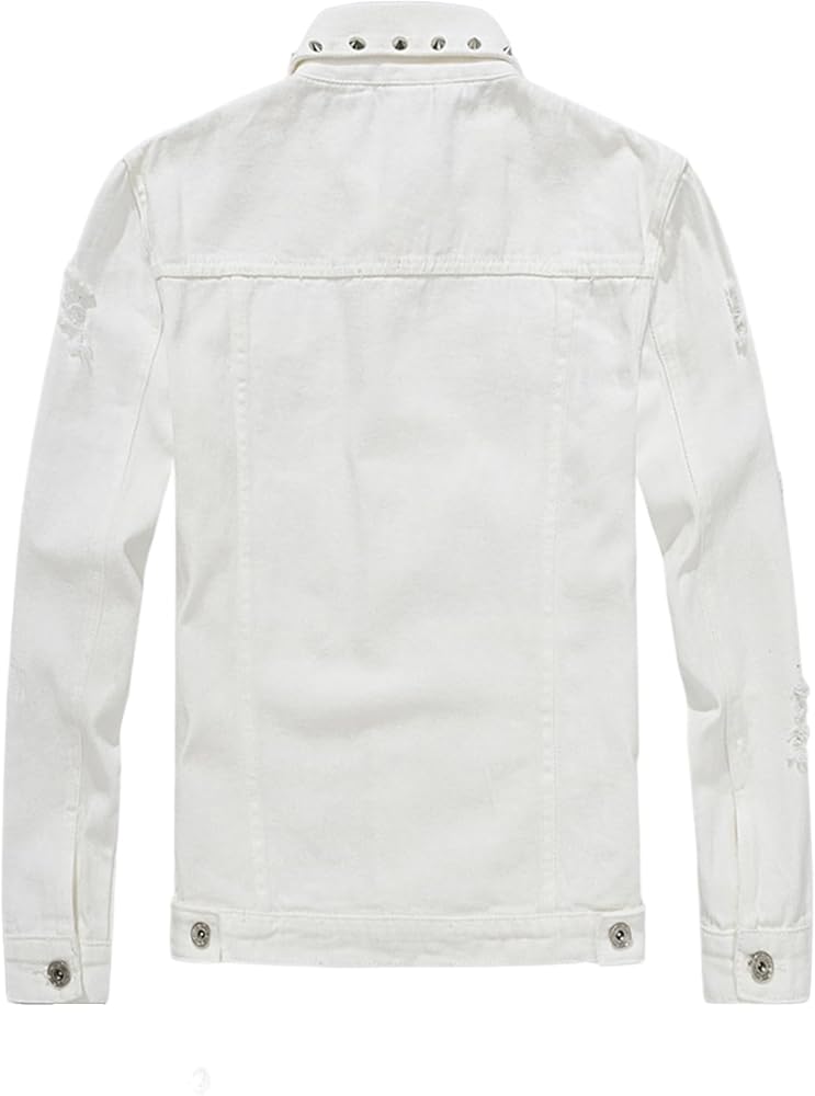 Amazon.com: DSDZ Mens Distressed Ripped Holes Punk Denim Jacket