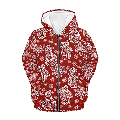 NETILGEN Sudadera con capucha para niñas y niños, manga larga con cremallera frontal y bolsillo, Lace Snowman Gloves, 11-13 Años Cover
