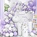 Pateeha Purple Balloon Garland Kit 140 Pcs Lavender White Silver Balloon Arch Butterfly Stickers 12Pcs for Birthday Bridal Shower Purple Baby Shower Decorations for Girl