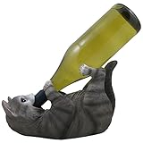 Funny Gray Kitty Cat Wine Bottle Holder Sculpture for Unique Tabletop Wine Racks & Stands or Feline Statues and Animal Figurines As for Pet Owners