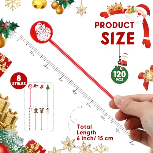 SiliFine 120 Pcs Christmas Swizzle Sticks Plastic Drink Stirrers,Classic by SiliFine - Image 3