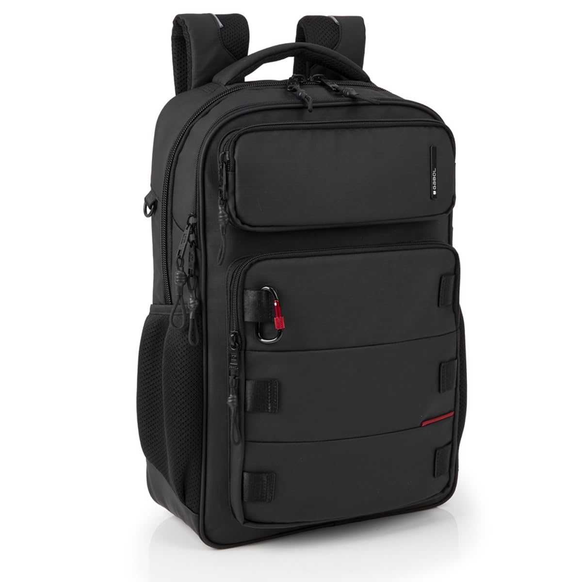 Gabol - Mochila para Portátil 17,3" Disk con 2 Compartimentos y Capacidad 20,5L - Peso Ligero de 1kg y Medidas 33x47x16cm - Material Poliéster Resinado con Reflectantes - Diseño Español - Negro