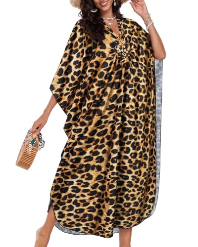 Image of Kaftan Dresses for Women V Neck Caftans Batwing Sleeve Beach Cover Ups | JILUVIN Plus Size Long Floral Print Dress, Loose Fit Maxi Casual Moomoo, Lounge House Mumu Nightgown Summer Vocation 2026