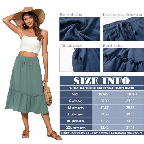 Image of Witsmile High Waist Tiered Skirts for Women Flowy Skirts for Women Long Length with Pockets 2026 Fashion Trendy