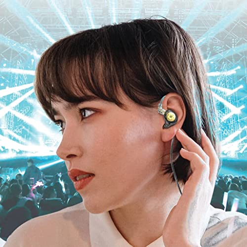 Image of Concept Kart KZ EDX Pro IEM Earphone, HiFi Stereo Special Dual Magnetic Circuit Dynamic Driver Resin Inlay Metal Process in-Ear Monitors Earbuds with 5N OFC 2Pin Detachable Cable (Cyan, with Mic)