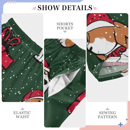 Beagle and Snowflakes Boys Long Pants Soft Trousers Elastic Waist Kids Lounge Bottoms with Pockets S-XL4