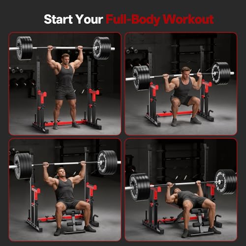 Image of PASYOU Adjustable Squat Rack Stand, Barbell Weight Rack for Home Gym