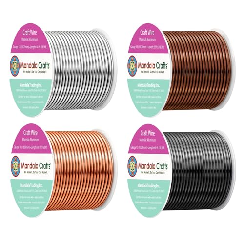 Image of Mandala Crafts 13 Gauge Neutral Anodized Aluminum Craft Wire, 240 FT | Colored, Flexible, Bendable, for Bonsai, Armature, Sculpting, Wire Wrapping, Jewelry Making, Weather & Tarnish Resistant