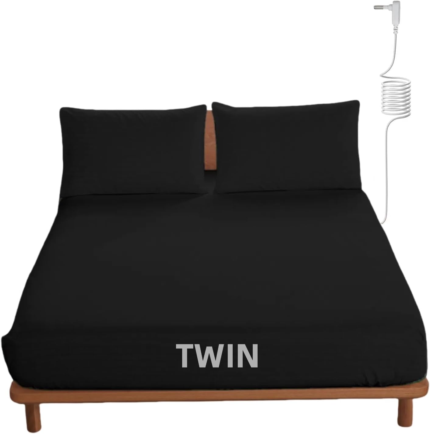 OKOHEY Grounding Fitted Sheets with 15ft Earthing Cord, Twin Size, 90% Organic Cotton + 10% Silver Fiber, Soft & Breathable Grounded Sheet for Better Sleep and Enhanced Wellness, Black