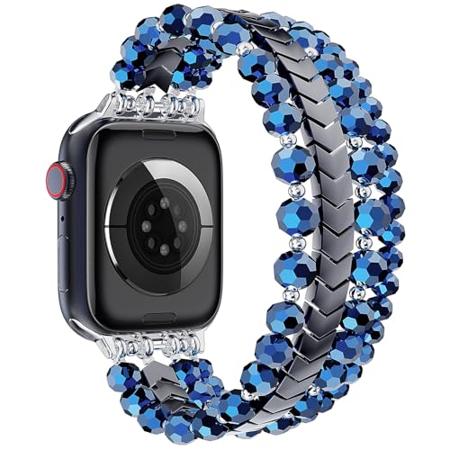 Image of MOFREE Beaded Bracelet Compatible with Apple Watch Band 42mm /44mm /45mm /49mm /46mm Series 10 /9 /8 /7 /SE /6 /5 /4 /3 /2 /1 Women Fashion Handmade Elastic Stretch Strap for iWatch Bands Replacement