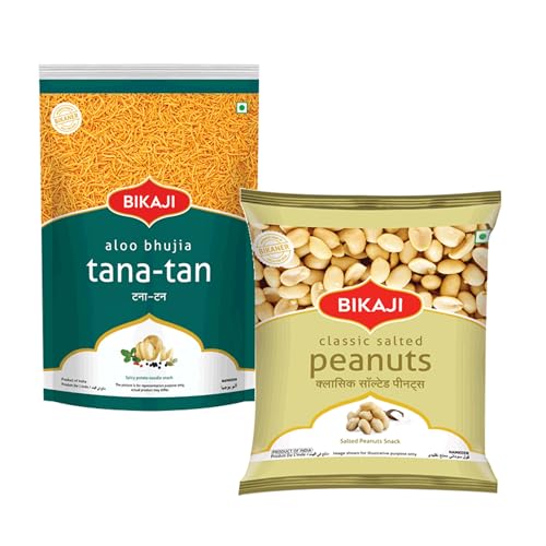 Tana Tan (Aloo Bhujia) 1000g and Salted Peanut 200g Combo of 1200g (42.33Oz) – Authentic Indian Snacks Family Pack | Crunchy Namkeen, Party Mix, Bar Snacks & Tea-Time Treats