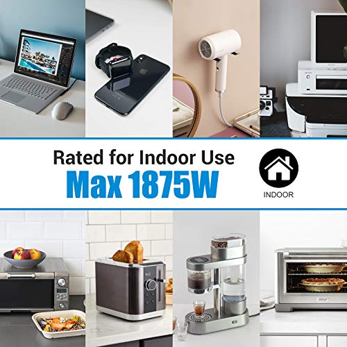 Dewenwils 1Ft Extension Cord Indoor, 14 Gauge Short Flat Plug Extension Cord White With 3 Prong, Low Profile Power Cable Sjt, Etl Listed, 3 Pack #TOP5