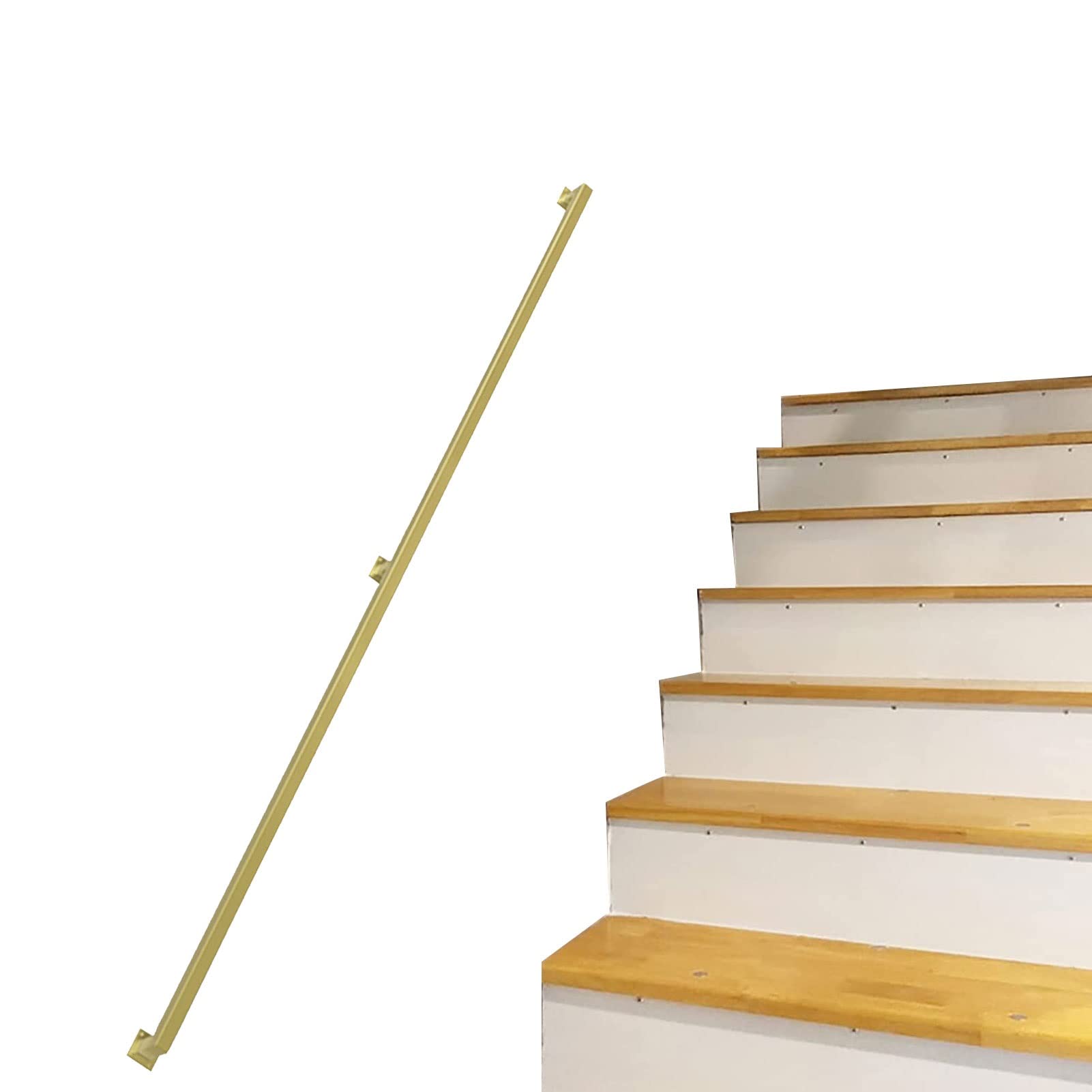 Gold Handrail for Stairs, 60cm 90cm 1m 1.5m 2m 3m 4m 5m 6m Stairway Railing Complete Kit | Wall Mounted Staircase Hand Rails(16.4ft/500cm)