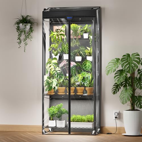 Barrina LH750 Pegboard Indoor Greenhouse with Grow Light Plant Cabinet with 90W 5000K Full Spectrum Lamps 3 Adjustable Pegboards Timer Wheel for Foliage Plant Seedling 29.5x13.8x67.9IN