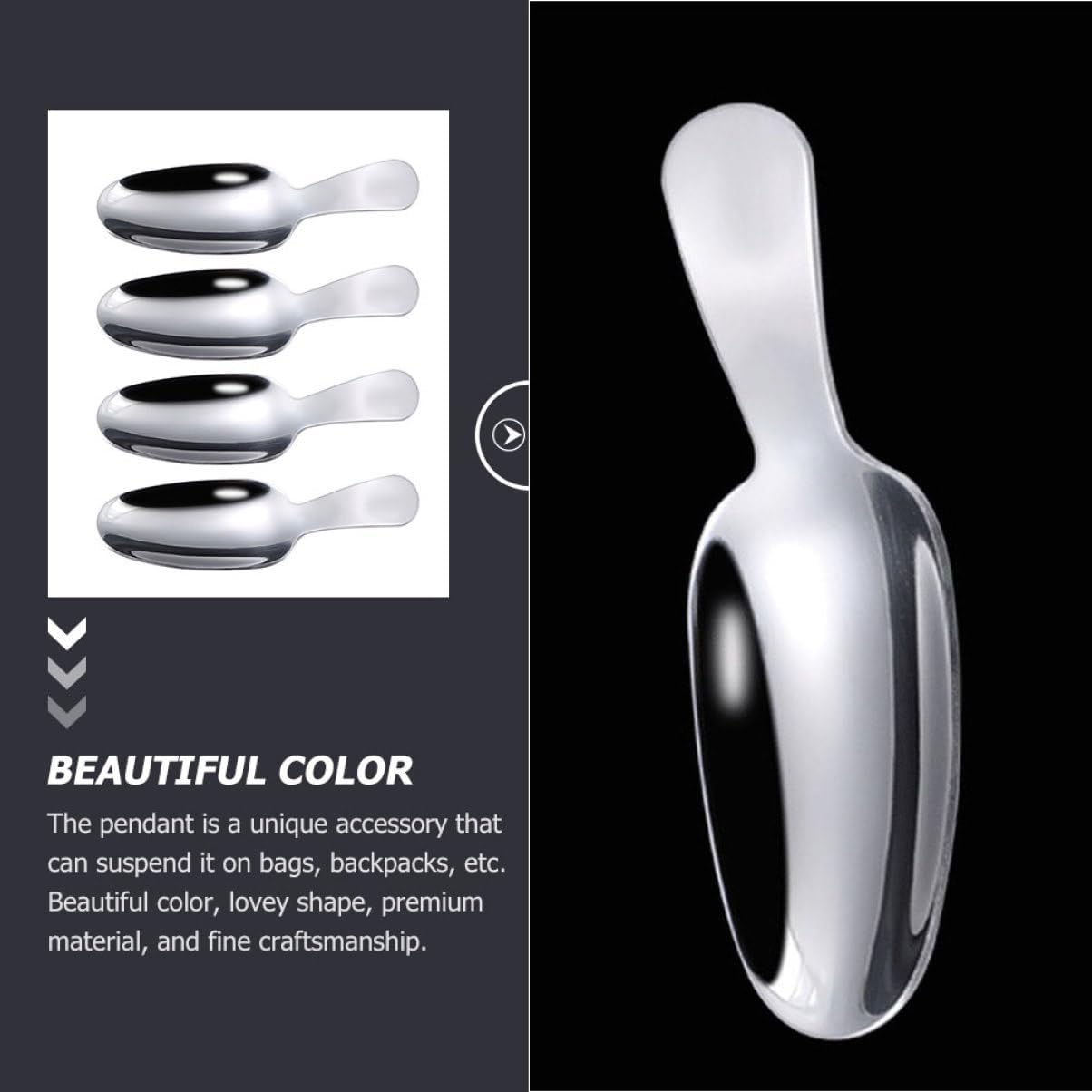4Pcs Stainless Steel Tea Scoop and Portable Ice Cream Spoons Comfortable Handle for Home Essentials for Tea Leaves and Desserts