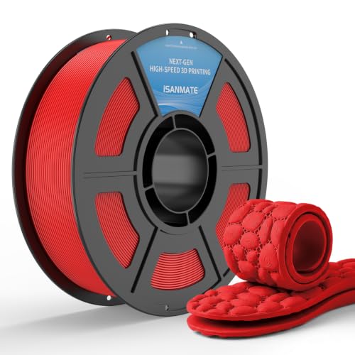 Image of iSANMATE TPU 85A Filament 1.75mm, Red TPU Flexible Filament 85A, 1kg
