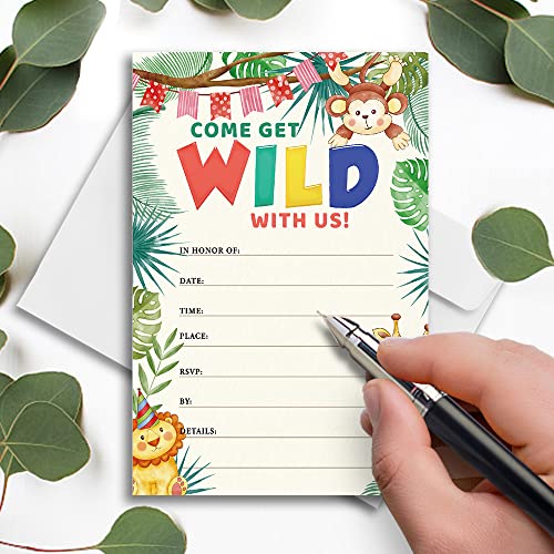 Haizct Jungle Animals Party Celebration Invitations With Envelopes (30 Count) For Birthday Party Bridal Showers Baby Showers Graduations Dinner Parties Soirees Bachelorette Parties #TOP4