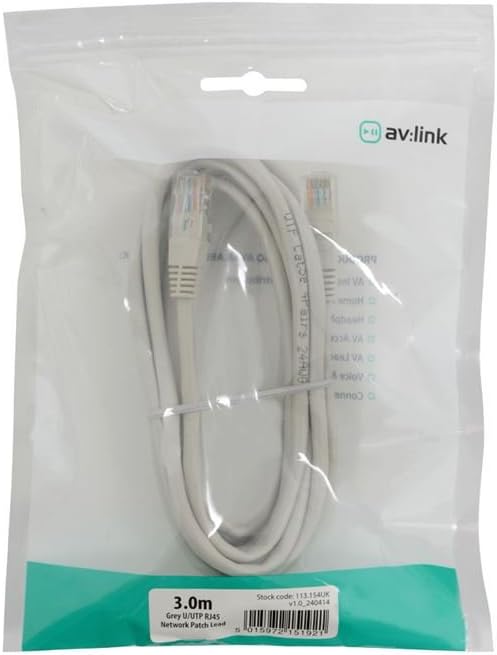 Avlink 113.154UK 3 m RJ45 U/UTP CCA Network Patch Cable - Grey