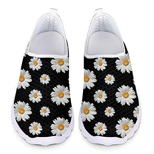 chaqlin Turnschuhe zum Reinschlüpfen, Netz-Sneakers, Tennis-Workout-Schuhe für Damen und Herren, leichte Laufschuhe, - gänseblümchen - Größe: 39 EU